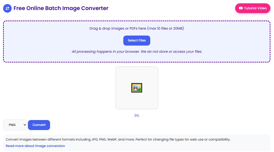 JPG to PDF converter tool interface